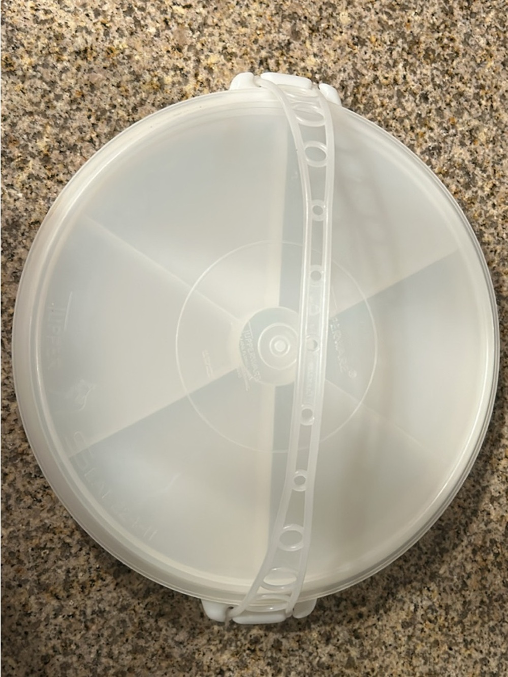 Tupperware White/Clear Round Serving Bowl with Handle